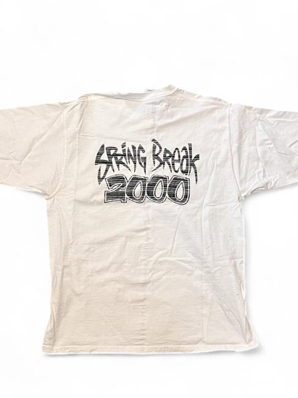 Vintage Spring Break 2000 White Graphic Tee Size L Heavyweight Cotton Skater